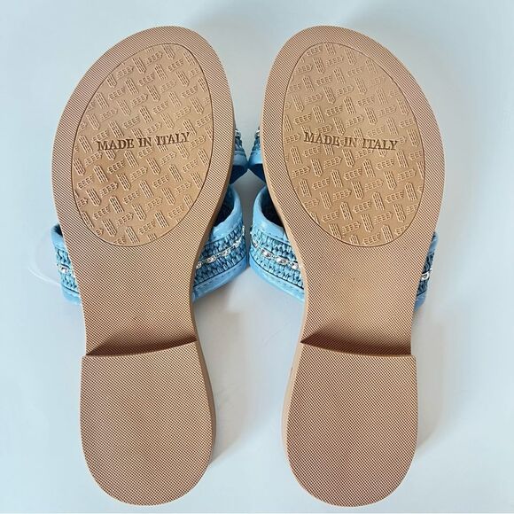Toscanella Italian Sky Blue Embellished Boho Comfort Slide Sandals SZ 8.5 - Picture 12 of 13